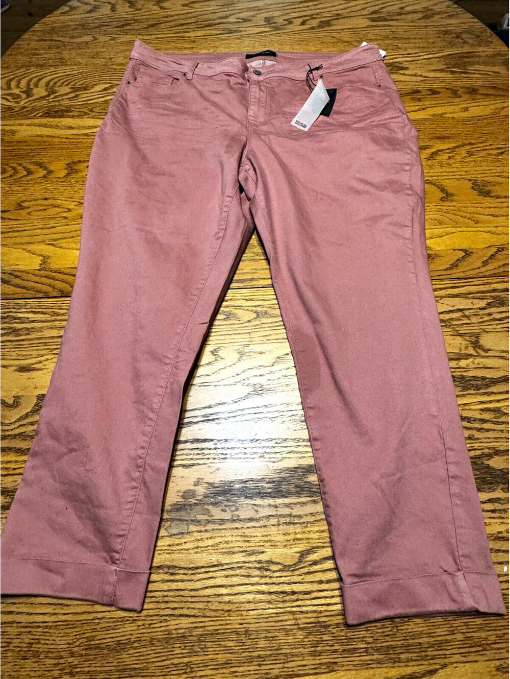 Stitch Star Womens 24W Pink Ankle Pants Stretch Roll Cuff Plus Size NWT